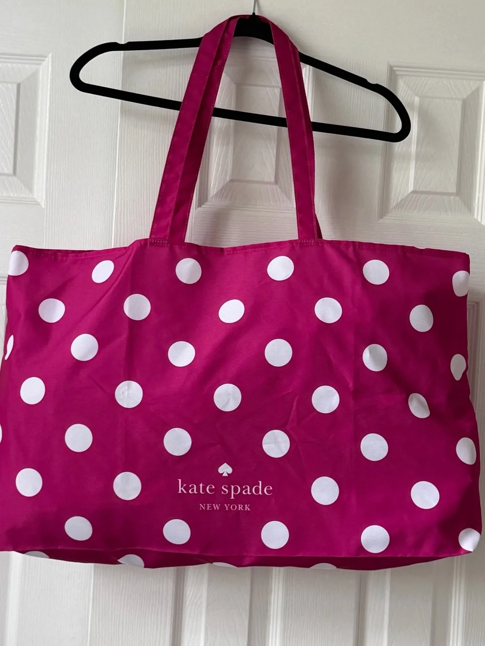Kate Spade ♠️ Dotted Canvas Tote in Pink & White